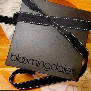 Bloomingdale’s 6.25x6.25x4 Black gift box with ribbon and tissue